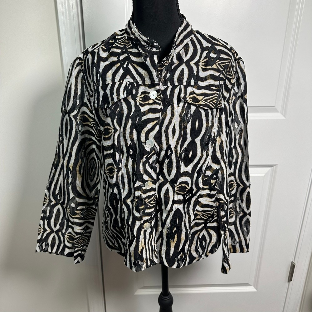 Ruby Rd. Favorites Women's Zebra Print‎ Button Up Shirt Jacket Size 8